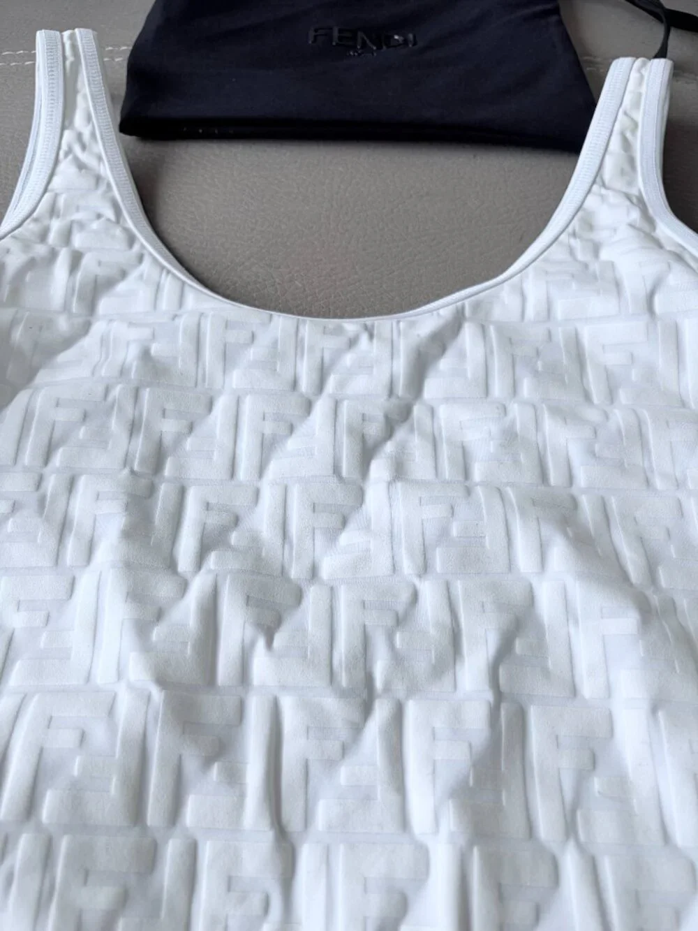 Fendi FF Lycra One-Piece Swimsuit 'Milk White' SIZE 42
